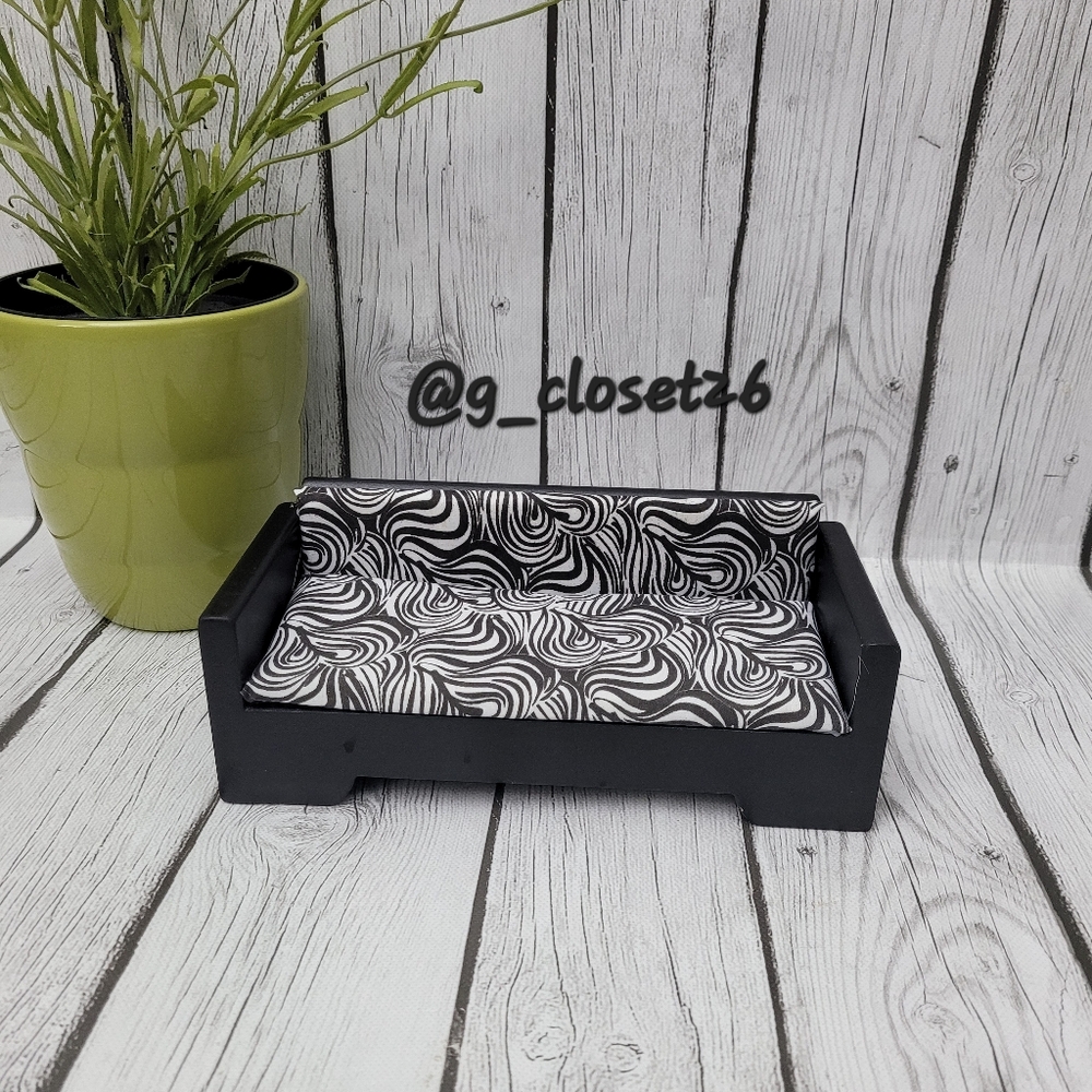 1:6 Vintage KidKraft Wood Dollhouse Furniture Black Couch